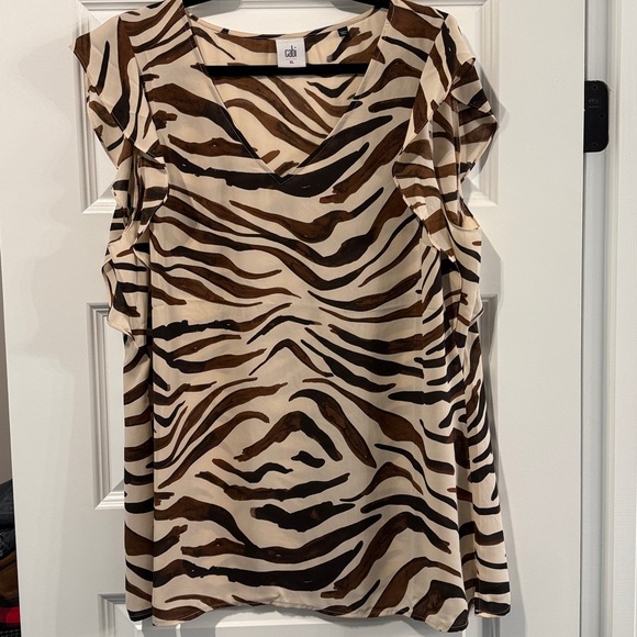 CAbi Zebra Patterned Ruffle Sleeve Top - Picture 1 of 4
